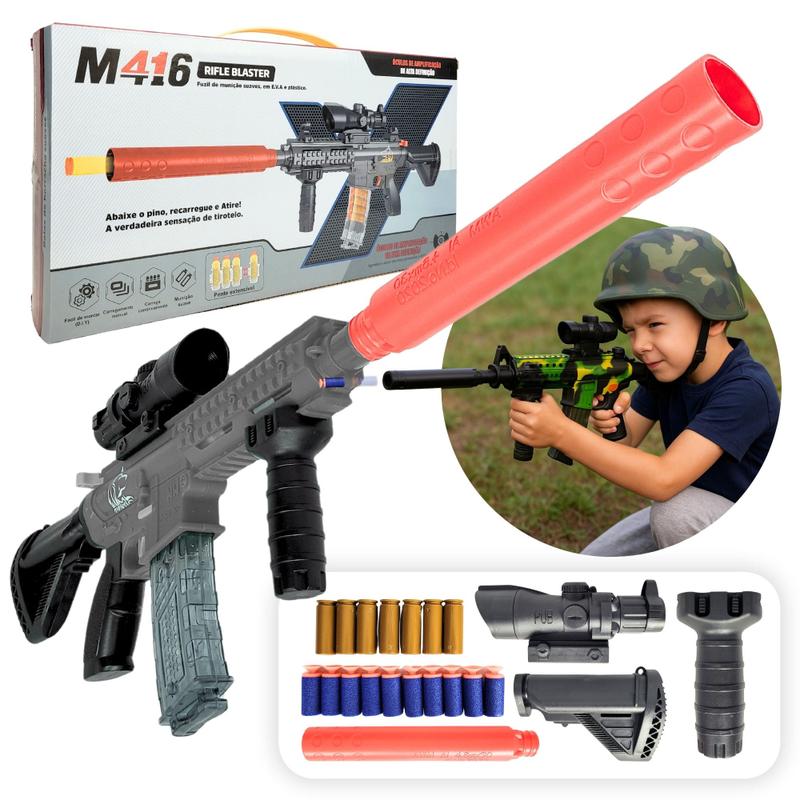 Fuzil Arma De Brinquedo Com Dardos E Capsulas Nerf Rifle Cor Preto